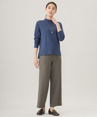 J.PRESS LADIES L 【洗える】PRINCE ハイネック ニット ブルーグレー系