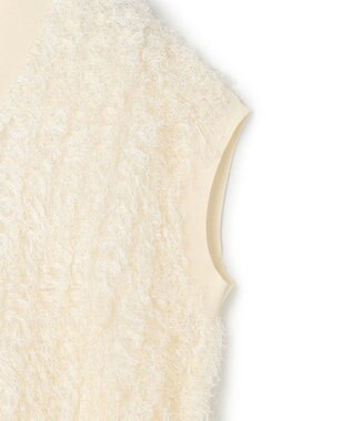 BEIGE， LYCORIS / カットフリンジ Vネックニット Ecru