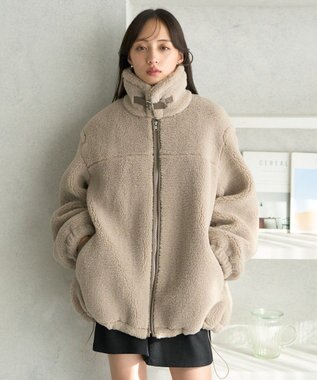 earth music&ecology ボアルーズブルゾン グレーベージュ