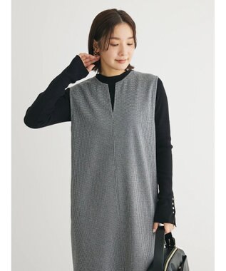 Green Parks 柄圧縮ポンチキーネックジャンスカ Black