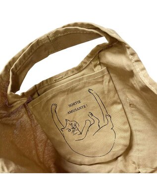 ROOTOTE 2673【ミニサイズ エコバッグ：ネコ柄】/ NA.ルーショッパーミニ.マルシェ-B 01：ノワゼット