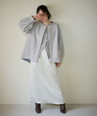 #Newans 【洗濯機可能】バックフレアショートコート ライトグレー