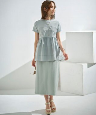 組曲 L 【接触冷感】ビスチェレイヤードTシャツ クリームミント系