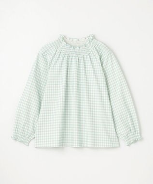 組曲 KIDS 【110-140㎝】シャーリングチェック トップス ミント系5