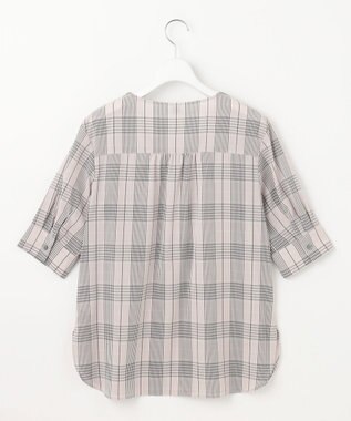 J.PRESS LADIES 【洗える】ドライタッチドビーチェック ブラウス ライトグレー系3