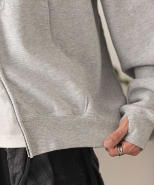 WEGO ショートZIPパーカー 杢グレー