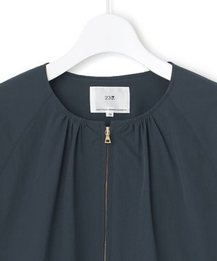 23区 S ナイロン2WAYストレッチ ノーカラー ブルゾン ブルー系