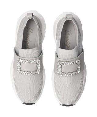 Bridget Birkin 【Bridget Birkin】ビジューバックルニットスニーカー ライトグレー