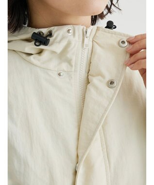 Green Parks フーデットロングコート Ecru