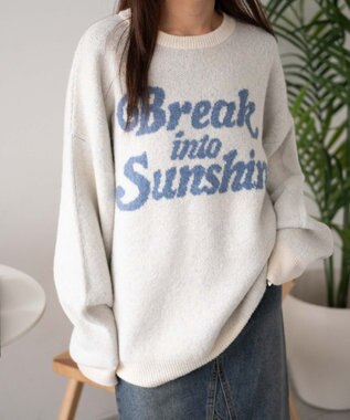 WEGO ロゴジャガードフラッフィーニット ホワイトアイボリー