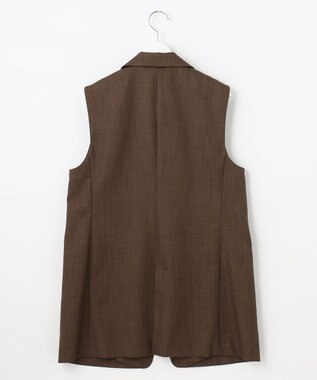自由区 【接触冷感・速乾・UVカット・撥水・防シワ】リネンライクツイル ミドル丈ジレ ダークブラウン系