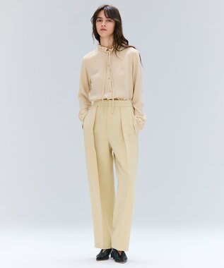 BEIGE， 【洗える】STOW / フリルタイブラウス Mustard