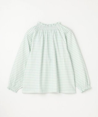 組曲 KIDS 【110-140㎝】シャーリングチェック トップス ミント系5
