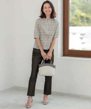 J.PRESS LADIES L 【一枚で着映え】LIBERTY バンドカラー ブラウス ベージュ系