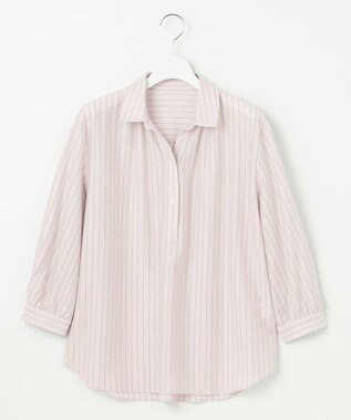 J.PRESS LADIES 【イージーケア】STRIPE JERSEY シャツ衿 カットソー ライトグレー系1