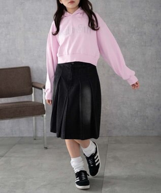 WEGO ラインストーンショートプルパーカー ピンク