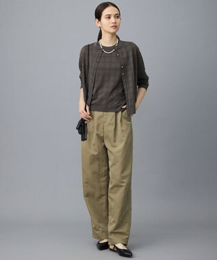 自由区 L ジオメトリックアセテート カーディガン ブラウン