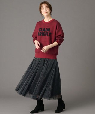 ANY スウェットライクフェザーロゴニット レッド×ブラック