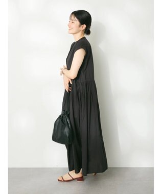 CRAFT STANDARD BOUTIQUE インド綿フレンチスリーブワンピース Black