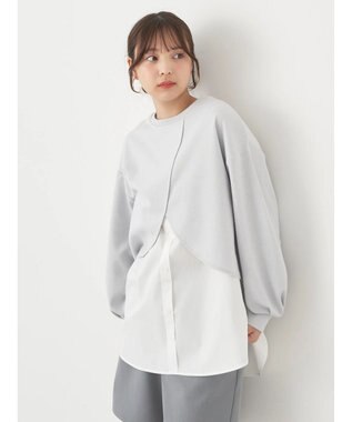 earth music&ecology ＳＥＴ２点カットプルオーバー＋シャツドッキングタンク Light Gray