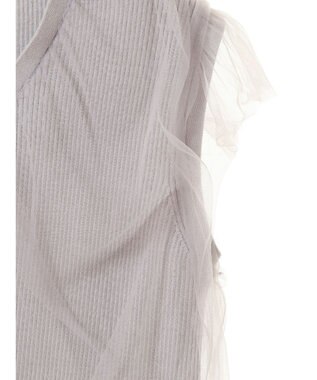 earth music&ecology チュールドッキングノースリカーディガン Light Gray