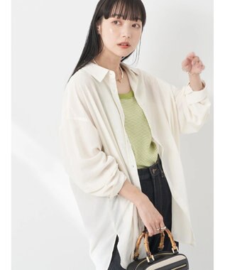 earth music&ecology シアーボーイズライクシャツ Off White