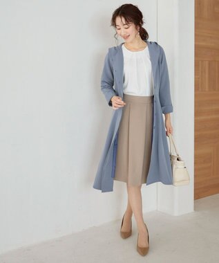 Tiaclasse L 【新色追加・洗える】フーデッドフレアコート ブルー