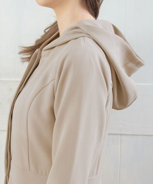 Tiaclasse L 【新色追加・洗える】フーデッドフレアコート グレージュ