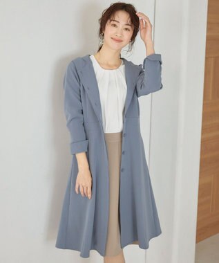 Tiaclasse L 【新色追加・洗える】フーデッドフレアコート ブルー