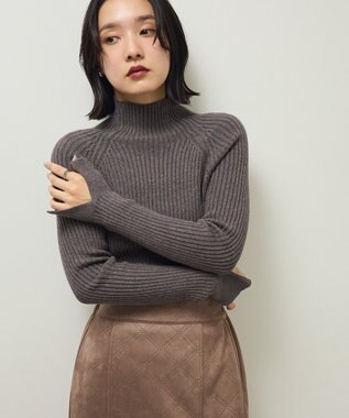 Green Parks ・Ｐｅｔｉｔ　Ｆｌｅｕｒ　ボトルネックリブニット Charcoal Gray