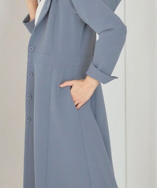 Tiaclasse L 【新色追加・洗える】フーデッドフレアコート ブルー