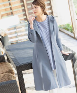 Tiaclasse L 【新色追加・洗える】フーデッドフレアコート ブルー