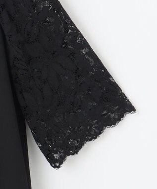 自由区 L 【17号サイズまで展開】フラワーレースダブルクロス ワンピース ブラック