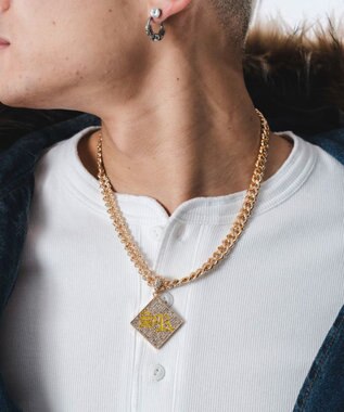 WEGO Mモチーフラインストーンネックレス