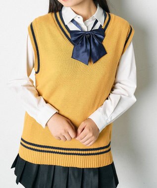 WEGO 【SCHOOLITEM】ラインスクールニットベスト マスタード