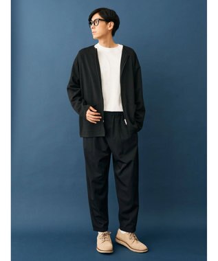 CRAFT STANDARD BOUTIQUE 強撚ポンチラウンドヘムカーディガン Black