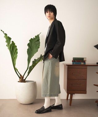 WEGO クロップドワイドデニムパンツ デニム淡加工色