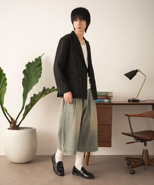 WEGO クロップドワイドデニムパンツ デニム淡加工色