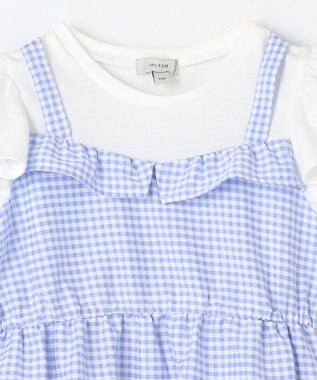 ANY KIDS ギンガム ドッキングワンピース サックスブルー系