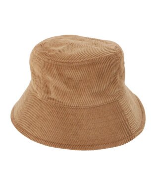 MOONBAT FURLA コール天バケットハット／ロゴ刺繍 キャメル