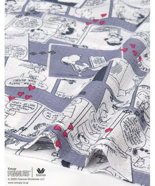 WACOAL ワコール_リラックス＆スリープ パジャマ 5分袖 半袖 8分丈 綿100%(本体) PEANUTS スヌーピー レディース FDT157 /ワコール グレー