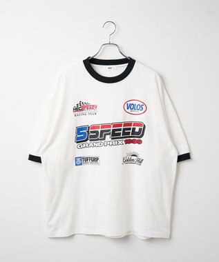 WEGO 【ユニセックス着用ITEM/手洗い可/MLサイズ】レーシングロゴTシャツ ホワイト