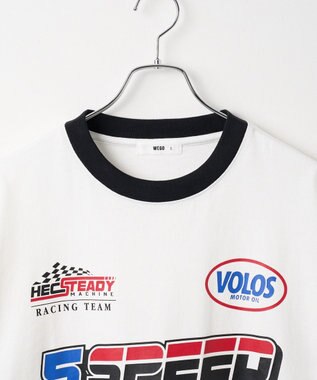 WEGO 【ユニセックス着用ITEM/手洗い可/MLサイズ】レーシングロゴTシャツ ホワイト