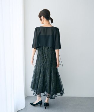 YECCA VECCA 【2点SET】フラワー柄スパンコール刺繍ドレス Green