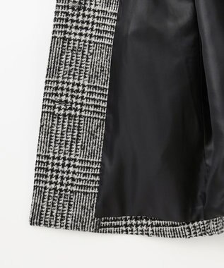 J.PRESS LADIES ループCheck ステンカラー コート ホワイト×ブラック系
