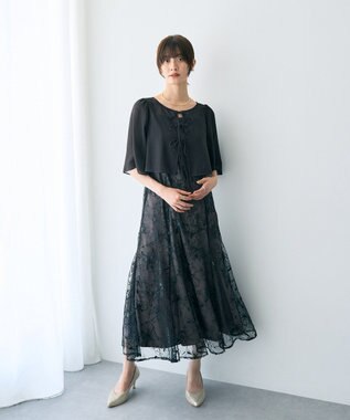 YECCA VECCA 【2点SET】フラワー柄スパンコール刺繍ドレス Charcoal Gray