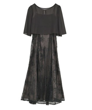 YECCA VECCA 【2点SET】フラワー柄スパンコール刺繍ドレス Charcoal Gray