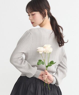 earth music&ecology ミニケーブルコンパクトカーディガン Light Gray