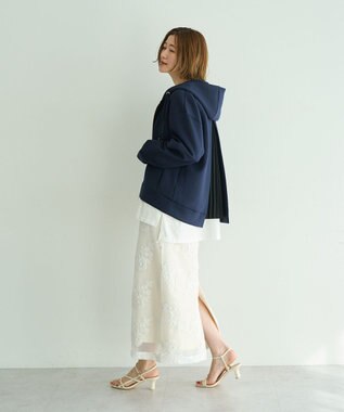 YECCA VECCA バックプリーツZIPフーディー Light Beige