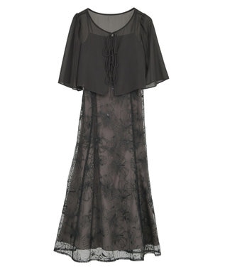 YECCA VECCA 【2点SET】フラワー柄スパンコール刺繍ドレス Charcoal Gray